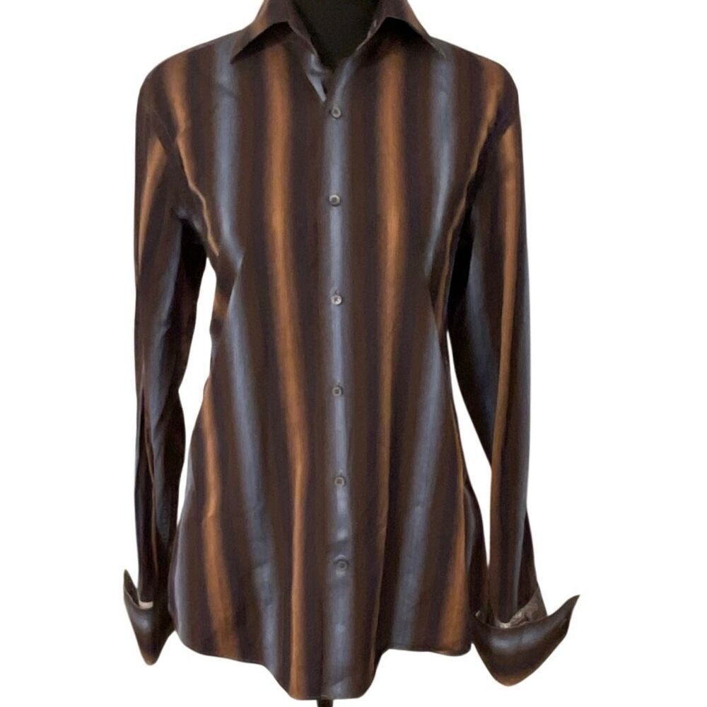 Banana Republic Men’s Blue/Brown French Cuff Dress Shirt